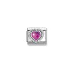 Composable Classic Link Fuschia Heart  with 925 Sterling Silver Around