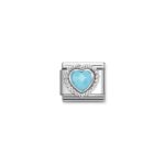 Composable Classic Link Turqouise Heart  with 925 Sterling Silver Around