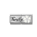 Composable Double  Classic Link Sterling Silver 925 Family with White Flower