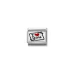 Composable Classic Link Post-It, I love you, Red Heart in 925 Sterling Silver & Enamel