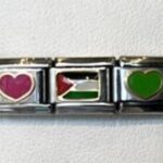 Composable Classic Links  ‘Palestinian’ & Two hearts with Gold 18K & Enamel